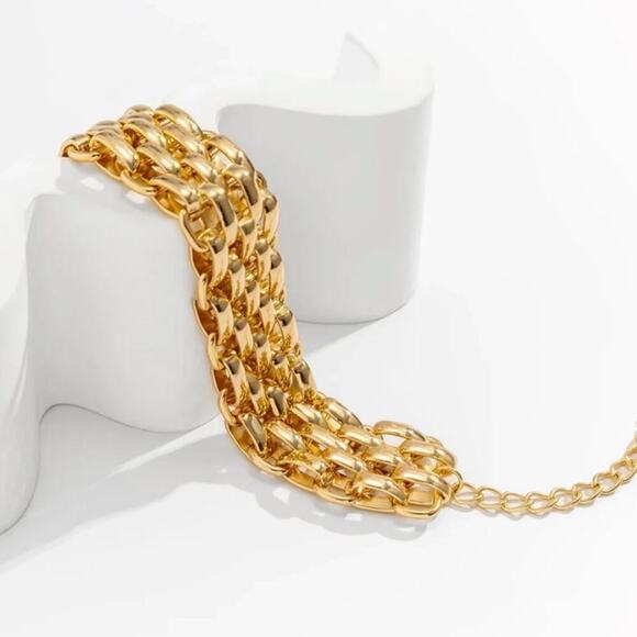 Exaggerated Gold Chain Link Necklace Clavicle Choker Lacteo - Picture 11 of 11